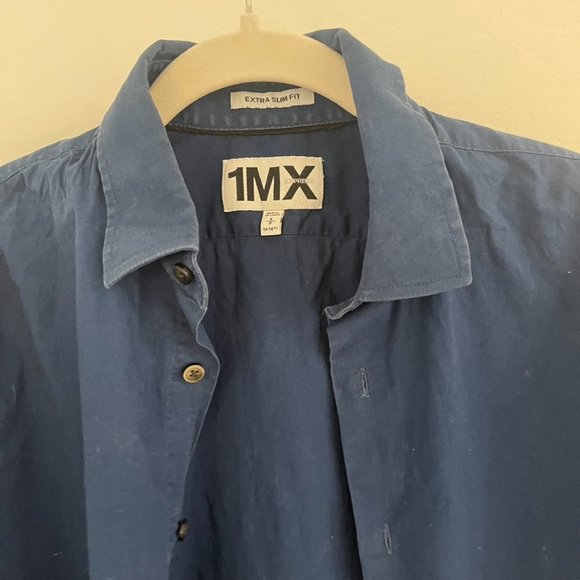 Express Men 1MX Blue Extra Slim Fit Dress Shirt | Small 14-14 1/2 - Picture 4 of 6